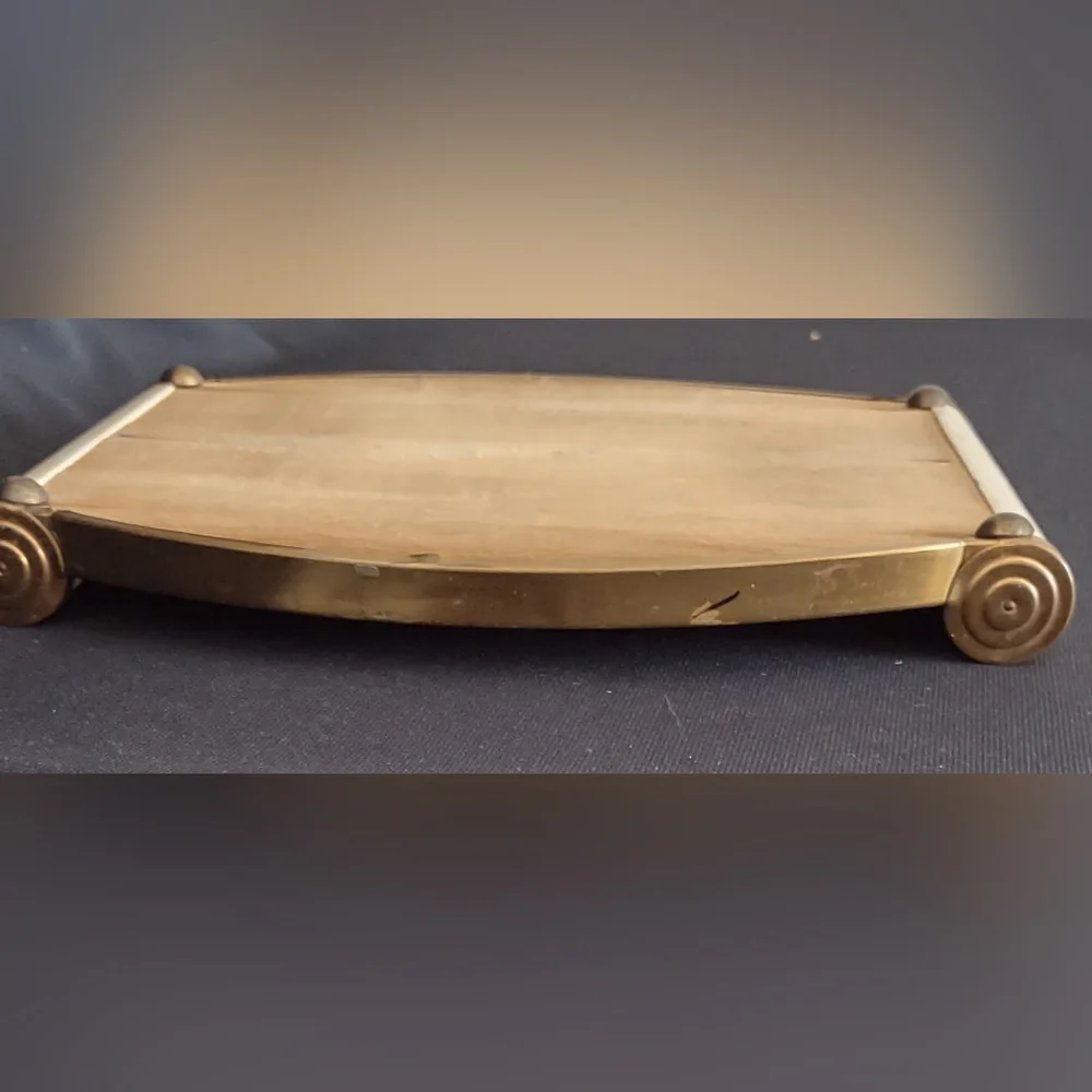 Art Deco 1930s Mirrored Brass and Lacquered Wood Tray - Picture 8 of 11